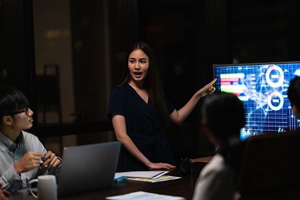 Woman presenting a new idea to colleagues